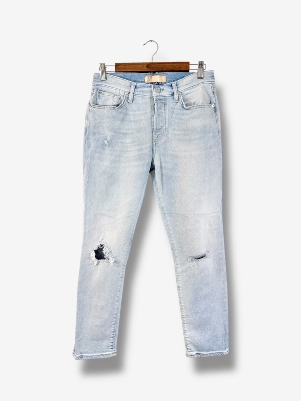 7FAM Luxe Vintage Josefina Skinny Jeans Size 27 Light Wash Distressed Ripped